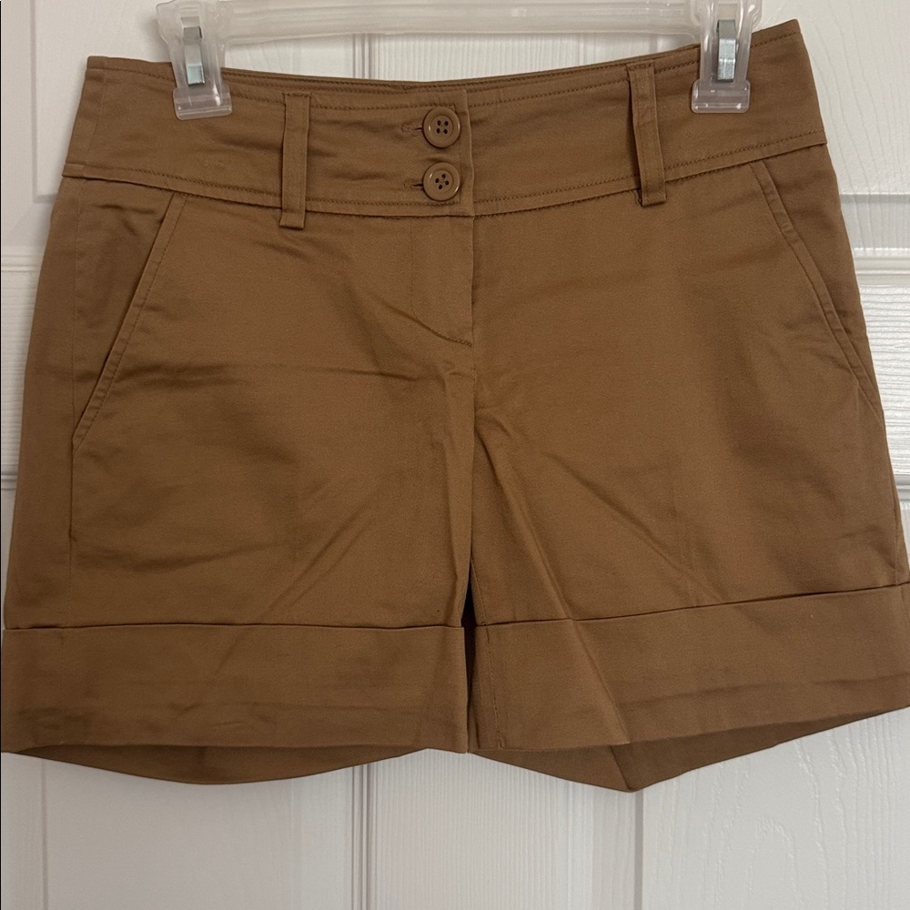 Suzy Shier Brown High-Rise Tailored Bermuda Shorts